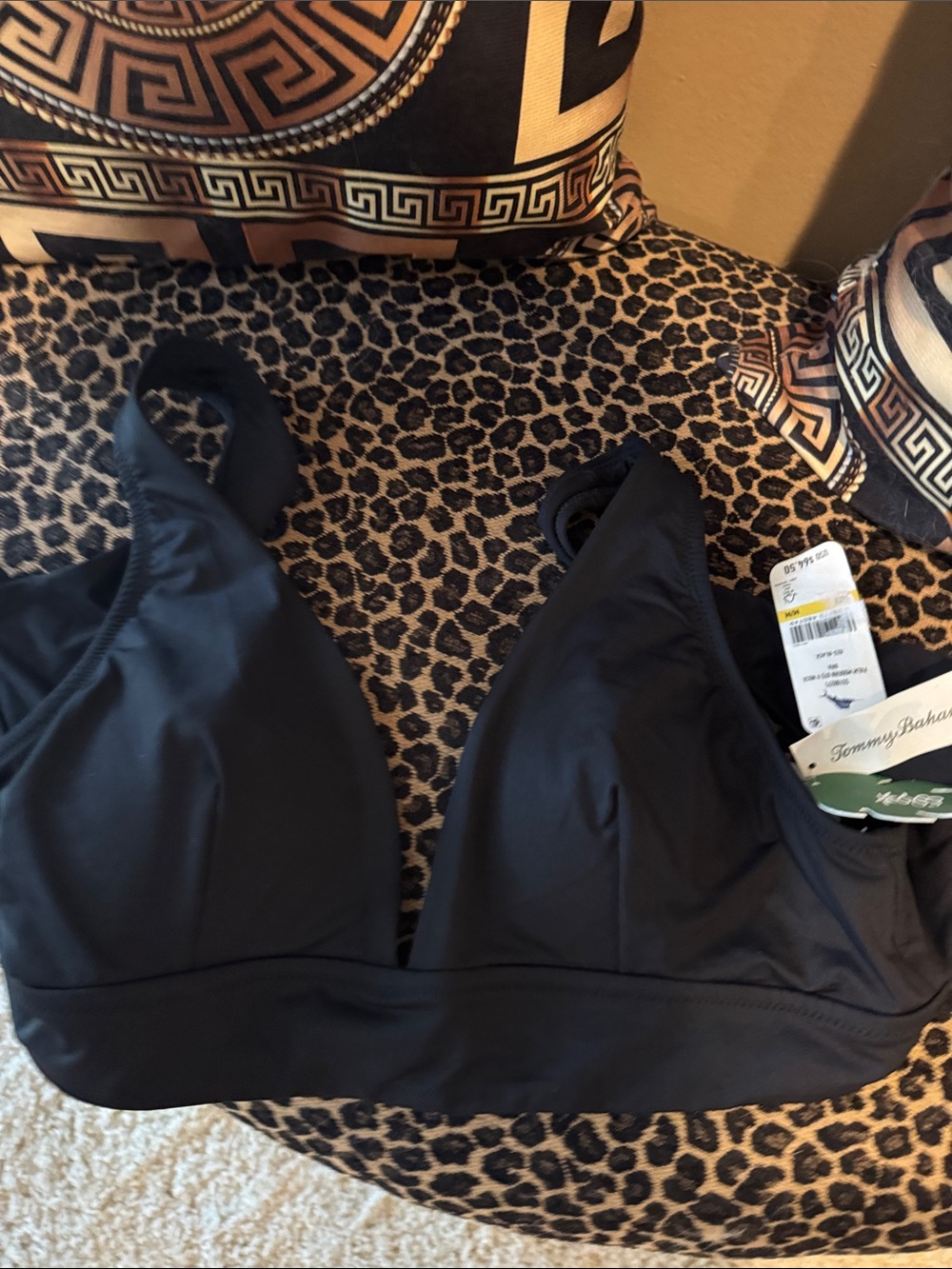 Tommy Bahama Black Wireless Triangle Bralette with Supportive Band
